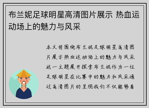 布兰妮足球明星高清图片展示 热血运动场上的魅力与风采